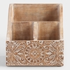 Picture of Mini Hand-Carved Wood Desk Organizer