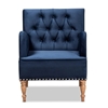 Picture of Baxton Studio Eri Blue Velvet Upholstered and Brown Finished Wood Armchair