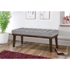 Picture of Mid Century Button Tufted Wood Leg Bench - Smoke Gray