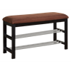 Picture of Shoe Bench and Organizer, Dark Brown Microfiber & Black Wood