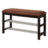Picture of Shoe Bench and Organizer, Dark Brown Microfiber & Black Wood