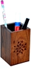 Picture of Hashcart Wooden pen stand with hand-carved Sheesham wood pattern