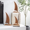 Picture of Leeds & Co 19.7"H x 3.85"W Brown Teak Wood Sail Boat Sculpture (Set of 3)