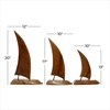 Picture of Leeds & Co 19.7"H x 3.85"W Brown Teak Wood Sail Boat Sculpture (Set of 3)