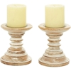 Picture of Leeds & Co Brown Mango Wood Candle Holder (Set of 2)