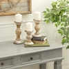 Picture of Leeds & Co Brown Mango Wood Candle Holder (Set of 3)