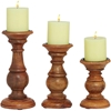 Picture of Leeds & Co Brown Mango Wood Candle Holder (Set of 3)