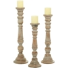 Picture of Leeds & Co Brown Mango Wood Candle Holder (Set of 3)