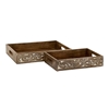 Picture of Leeds & Co Brown Mango Wood Traditional Tray (Set of 2)