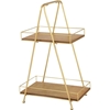 Picture of Leeds & Co Brown Wood and Iron Metal Natural 2-Tier Tray Stand