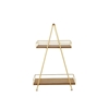 Picture of Leeds & Co Brown Wood and Iron Metal Natural 2-Tier Tray Stand