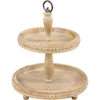 Picture of Leeds & Co Light Brown Wood and Metal 2-Tier Tray Stand