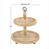Picture of Leeds & Co Light Brown Wood and Metal 2-Tier Tray Stand
