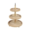 Picture of Leeds & Co Light Brown Wood Natural 3-Tier Tray Stand