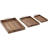 Picture of Leeds & Co Rustic Brown Mango Wood Rustic Tray (Set of 3)