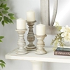 Picture of Leeds & Co White Mango Wood Candle Holder (Set of 3)