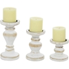 Picture of Leeds & Co White Wood Farmhouse Candle Holder (Set of 3)