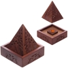 Picture of Puckator Sheesham wooden pyramid incense conical box with frets, brown, 10 x 9 x 9 cm, mixed, height 10 cm width depth 9 cm