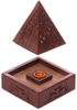 Picture of Puckator Sheesham wooden pyramid incense conical box with frets, brown, 10 x 9 x 9 cm, mixed, height 10 cm width depth 9 cm