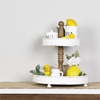 Picture of Stratton Home Decor 2 Tier Round Wood Tray in White and Natural